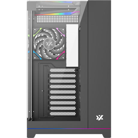 Xyz pc gear tesseract a-rgb midi tower behuizing (zwart | 2x usb-a | 1x usb-c | rgb | tempered glass)