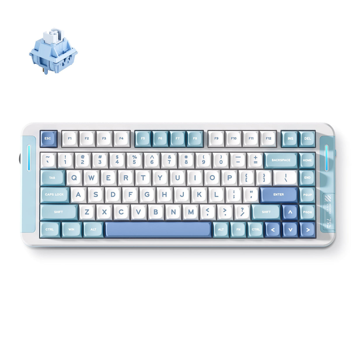 Mchose x75 v2 blue whale sea custom mechanical rgb toetsenbord (wit, us lay-out (qwerty), swk whale sea, 75%, rgb, hot swap, double-shot pbt, draadloos | bluetooth | usb-c)