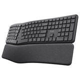 Trust keyra ergonomisch draadloos toetsenbord (zwart, us lay-out (qwerty), 100%, 2.4 ghz usb | bluetooth)