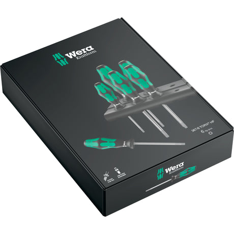 Wera 367 6 torx hf-schroevendraaierset kraftform plus + rek (zwart groen, 6‑delig)