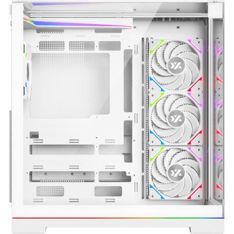 Xyz pc gear tesseract a-rgb midi tower behuizing (wit | 2x usb-a | 1x usb-c | rgb | tempered glass)