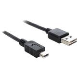 Delock easy-usb-a 2.0 male > mini usb-b 2.0 male kabel (zwart, 3 meter)