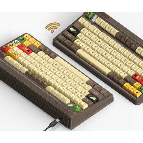 Iqunix og80 happy ape wireless mechanical keyboard (zwart, us lay-out (qwerty), ttc holy panda, 80% (tkl), rgb leds, hot-swappable, pbt, 2.4ghz | bluetooth 5.1 | usb-c)