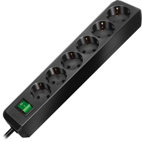 Brennenstuhl eco-line met schakelaar 6-voudig zwart 1,5m h05vv-f 3g1,5