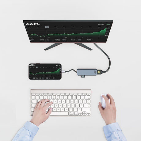 Act connectivity usb-c 4k multiport adapter voor 2 hdmi schermen, usb-a datapoort (aluminium)
