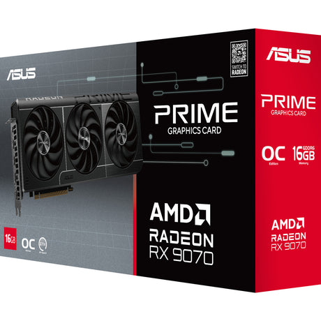 Asus prime radeon rx 9070 evo oc grafische kaart (grijs, 3x displayport, 1x hdmi)