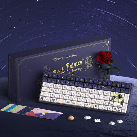Iqunix f97 starry tryst rgb mechanisch gaming toetsenbord (donkerblauw, us lay-out (qwerty), gateron red, 96%, rgb leds, hot-swappable, pbt, 2.4ghz | bluetooth 5.1 | usb-c)