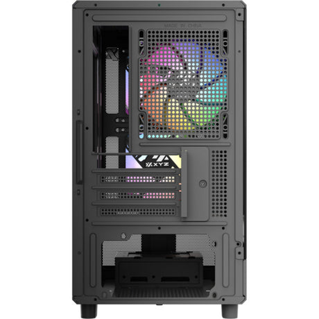 Xyz pc gear atom midi tower behuizing (zwart | 2x usb-a | 1x usb-c | tempered glass)