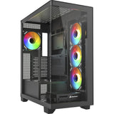 Sharkoon elite shark ca500 midi tower behuizing (zwart | 2x usb-a | 1x usb-c | rgb | tempered glass)