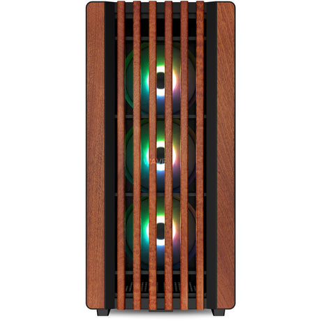 Sharkoon rebel c70m rgb midi tower behuizing (zwart houtkleur | 2x usb-a | 1x usb-c | rgb)