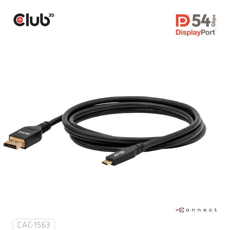 Club 3d usb-c naar displayport 2.1 kabel (zwart, 2 meter)