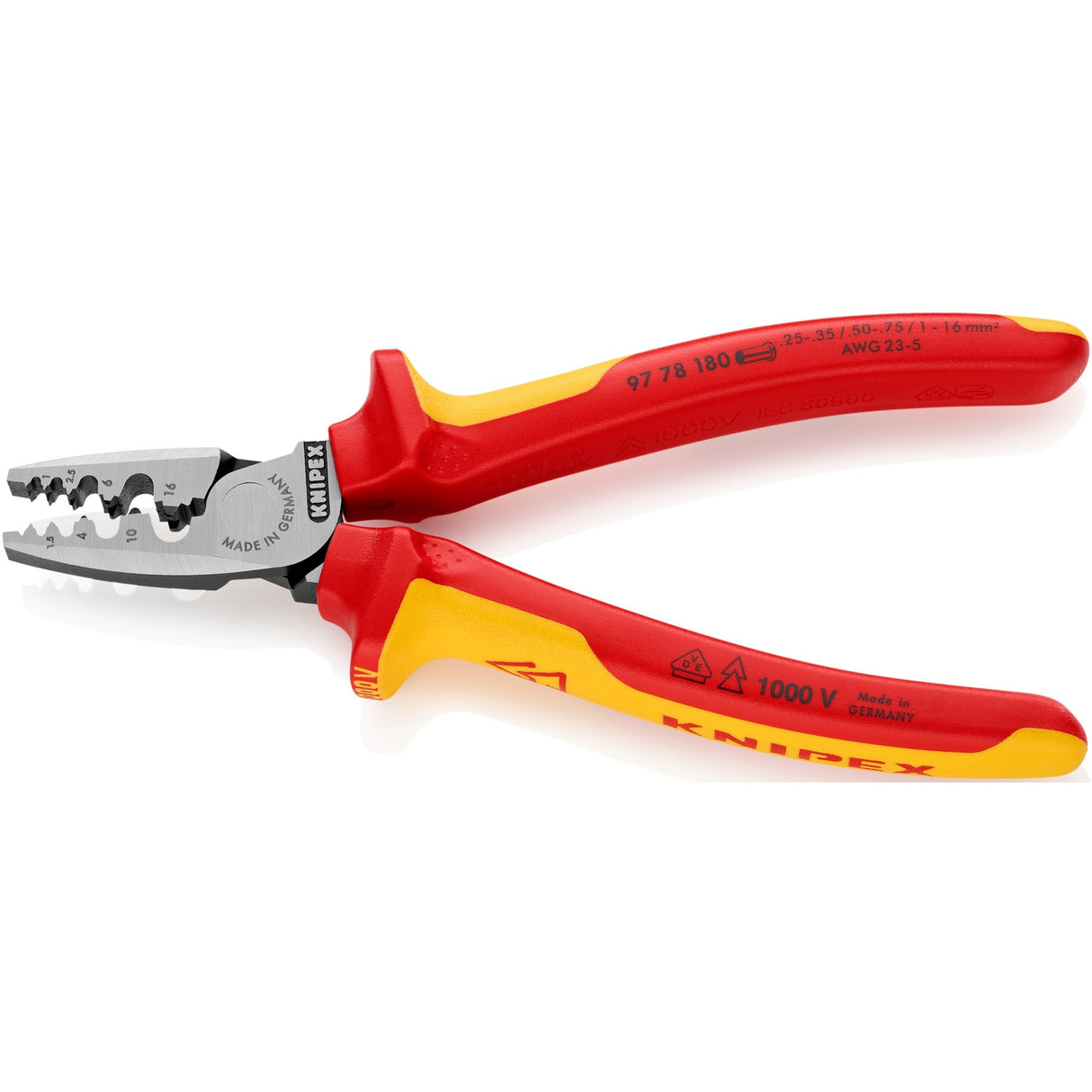 Knipex 97 serie - krimptang - 180mm - vde isolatie - ergonomisch