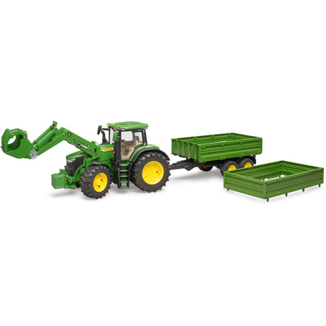 Bruder john deere 7r 350 met frontlader en transportaanhanger modelvoertuig (03155)
