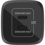 Belkin boostcharge pro 2-poorts usb-c gan-wandlader met pps (45 w) (zwart)