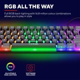 Trust gxt 867 acira 60% mini mechanisch gaming toetsenbord (zwart, us lay-out (qwerty), outemu red, 60%, rgb)