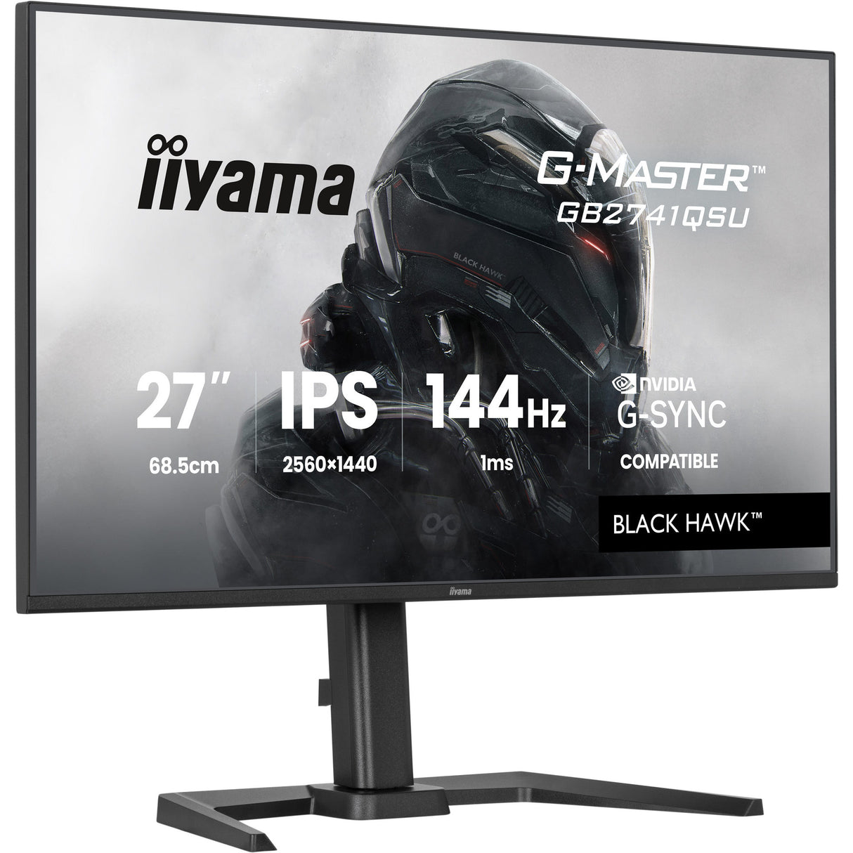 Iiyama g-master black hawk gb2741qsu-b1 27 gaming monitor (zwart, hdmi, displayport, 2x usb-a, usb-b, 144 hz)