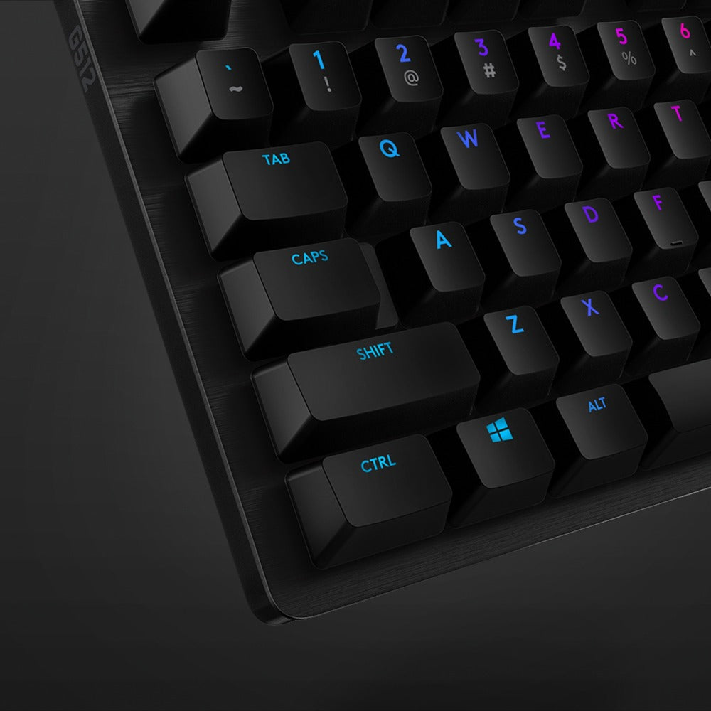 Logitech g512 carbon lightsync rgb mechanical gaming keyboard (zwart, us-international lay-out (qwerty), gx brown, 100%, rgb leds)