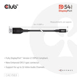 Club 3d usb-c naar displayport 2.1 kabel (zwart, 2 meter)