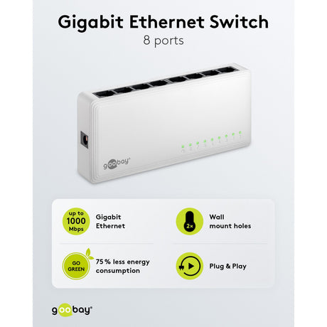 Goobay 8-poort gigabit ethernet switch (wit)