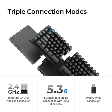 Keychron q11 ultra 8k wireless custom mechanical keyboard (zwart, us lay-out (qwerty), silk pom banana, 100%, rgb leds, ksa double-shot pbt, hot swap, 2.4ghz | bluetooth 5.2 | usb-c)