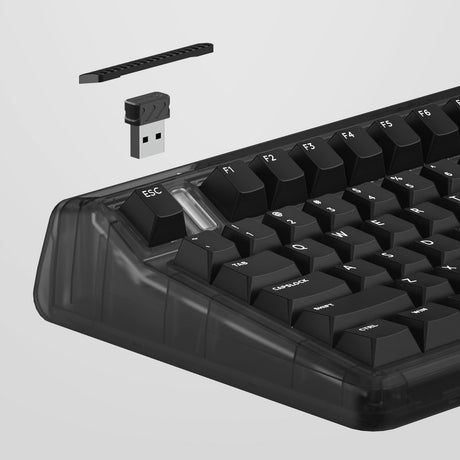 Iqunix og80 dark side wireless mechanical keyboard (zwart, us lay-out (qwerty), gateron brown, 80% (tkl), rgb leds, hot-swappable, pbt, 2.4ghz | bluetooth 5.1 | usb-c)