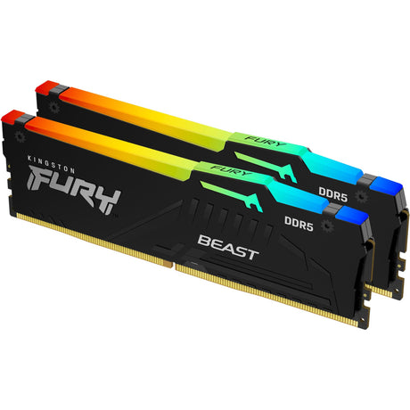 Kingston fury beast rgb 64 gb ddr5-5600 (2x 32 gb) werkgeheugen (zwart, kf556c36bbe2ak2-64, xmp 3.0, expo)