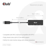 Club 3d displayport naar triple hdmi 8k60hz hub (zwart)