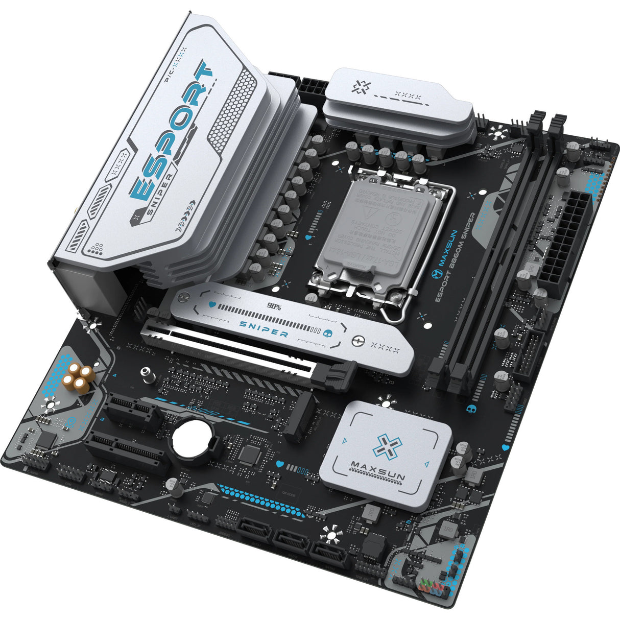 Maxsun ms-esport b860m sniper wifi socket 1851 moederbord (zwart, raid, 2.5 gb-lan, wlan, bt, sound, µatx)
