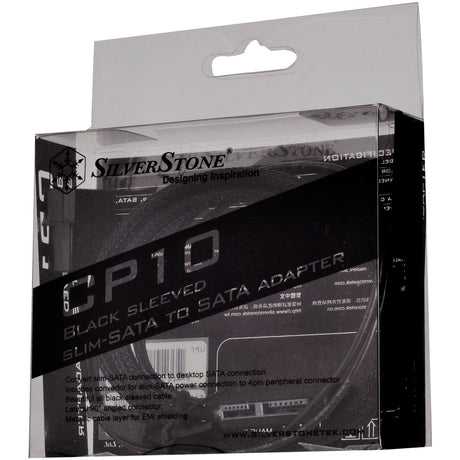 Silverstone slim sata 2-in-1 datakabel + stroomadapter (zwart, cp10)