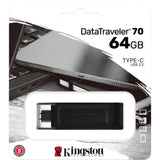 Kingston datatraveler 70 64 gb usb-stick (zwart, dt70 64gb, usb-c 3.2 gen 1)