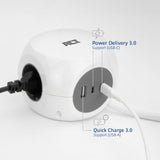 Act connectivity act stekkerdoos kubus met 3 stopcontacten, 30w power delivery usb-c a poorten, kabellengte 1,5m ac2420