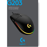 Logitech g203 lightsync gaming muis (zwart, 200 - 8000 dpi, rgb leds)