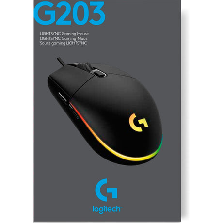 Logitech g203 lightsync gaming muis (zwart, 200 - 8000 dpi, rgb leds)