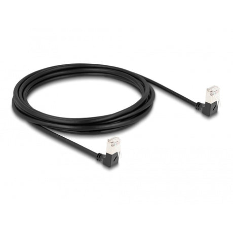 Delock rj45 network cable cat.6a s ftp slim 90° downwards downwards angled 3 m kabel (zwart)