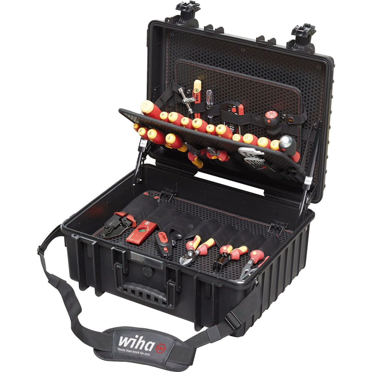 Wiha gereedschapset elektricien competence xl gereedschapsset (rood geel, 80-delig in koffer)