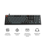 Keychron v6w-d1 8k qmk wired custom mechanical keyboard (zwart, us lay-out (qwerty), super red, 100%, rgb leds, double-shot pbt, hot swap, 8k, knop)