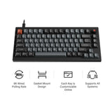 Keychron v1w-d3 8k qmk wired custom mechanical keyboard (zwart, us lay-out (qwerty), super brown, 75%, rgb leds, double-shot pbt, hot swap, 8k, knop)