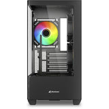 Sharkoon elite shark cm100 midi tower behuizing (zwart | 2x usb-a | 1x usb-c | rgb | tempered glass)