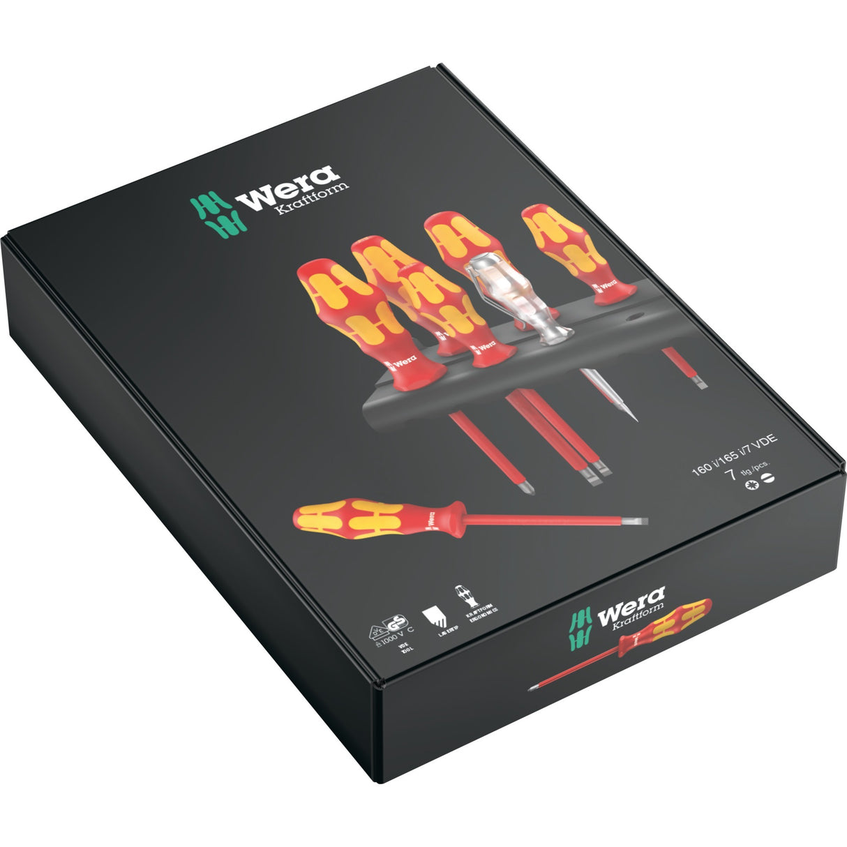 Wera 160 i 165 i 7 schroevendraaierset kraftform plus serie 100 (rood geel, 7-delig)