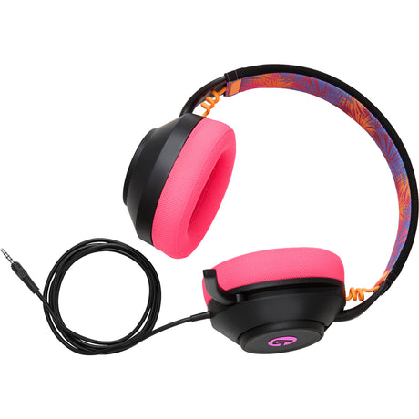 Powera lucidsound ls10 bedrade gamingheadset - middernachtelijke branding over-ear gaming headset (zwart roze, playstation 5, playstation 4, xbox series x|s, xbox one, pc, mobiel)