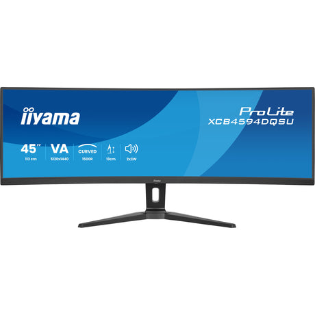 Iiyama prolite xcb4594dqsu-b1 44.5 curved ultrawide monitor (zwart (mat), hdmi, displayport, usb, audio)