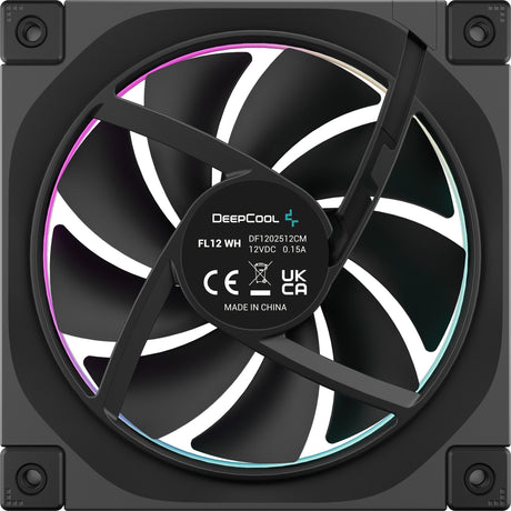 Deepcool fl12 rgb case fan (zwart, 120 x 120 x 25 mm, pwm)