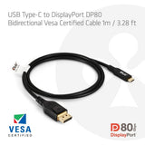 Club 3d usb-c naar displayport dp80 bidirectioneel adapter (zwart, 1 meter, vesa-gecertificeerd)