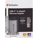 Verbatim usb 3.2 gen 1 adapter, usb-c > rj-45 (zilver zwart, 10cm, gigabit lan 10 100 1000 mbit s)