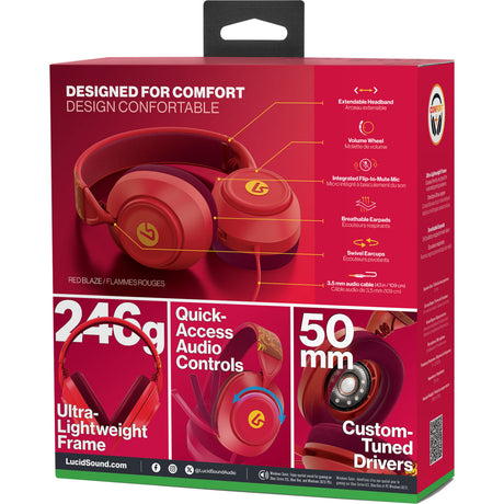 Powera lucidsound ls10x gen 2 bedrade gamingheadset voor xbox series x|s - rood vuur over-ear gaming headset (rood geel, xbox series x|s, xbox one, pc)