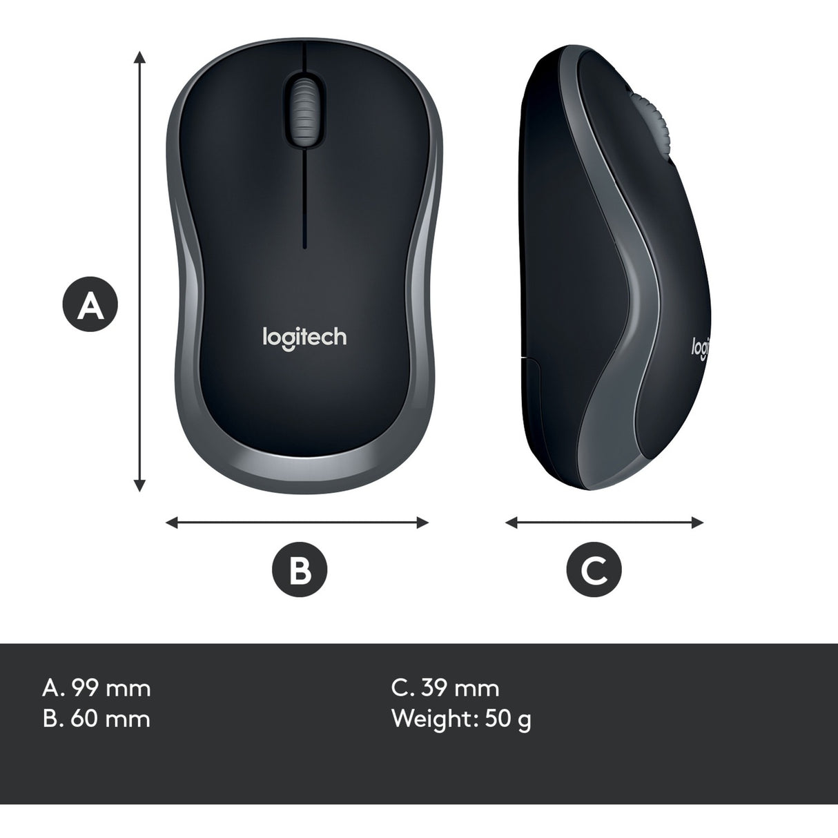 Logitech wireless mouse m185 (grijs, retail)