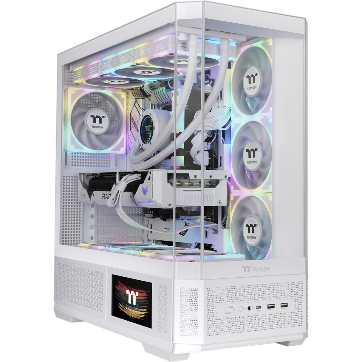 Thermaltake view 370 tg argb snow midi tower behuizing (wit | 2x usb-a | 1x usb-c | rgb | tempered glass)