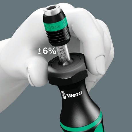 Wera 7440 41 42 kraftform momentschroevendraaierset 0,3-6,0nm (zwart groen, 27-delig, met rapidaptor snelspanboorhouder)