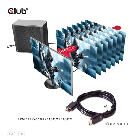Club 3d gecertificeerde ultra high speed hdmi 2.1 kabel (zwart, 1,5 meter, 8k)