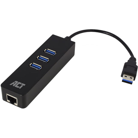 Act connectivity ac6310 usb hub 3.2 met 3 usb-a poorten en ethernet usb-hub (zwart)